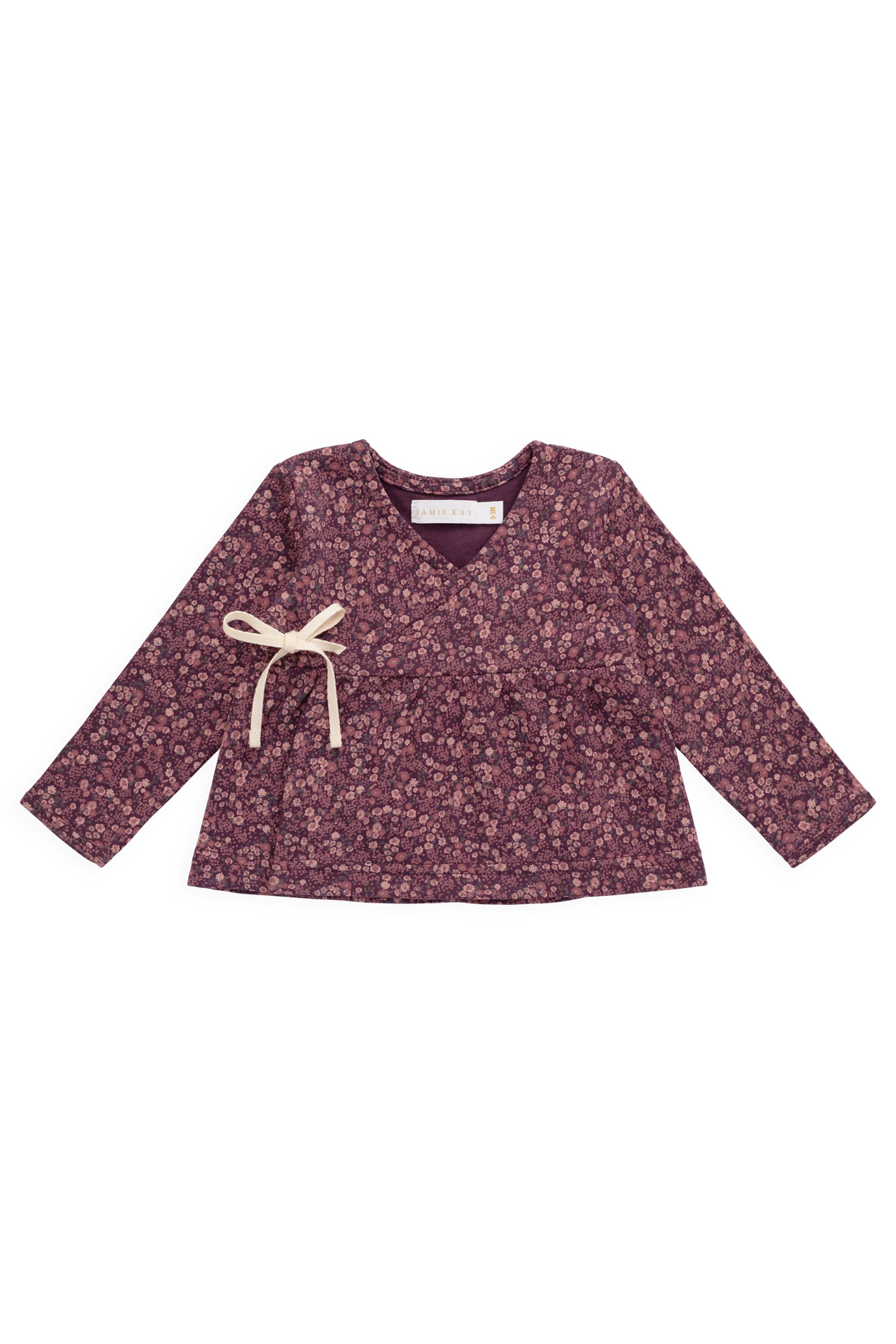 Organic Cotton Clemence Wrap Top - Fig Floral Childrens Top from Jamie Kay Australia