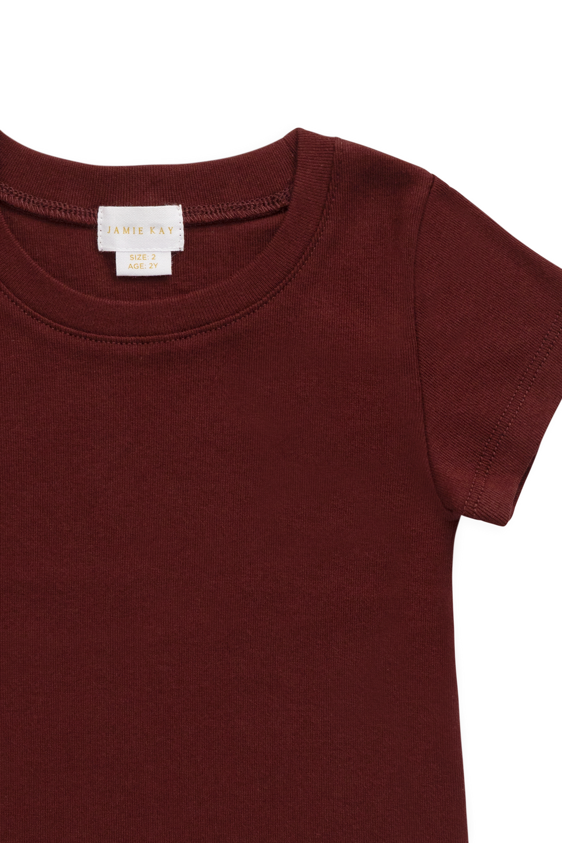 Organic Cotton Rib Helene Tee - Burgundy Childrens Top from Jamie Kay Australia