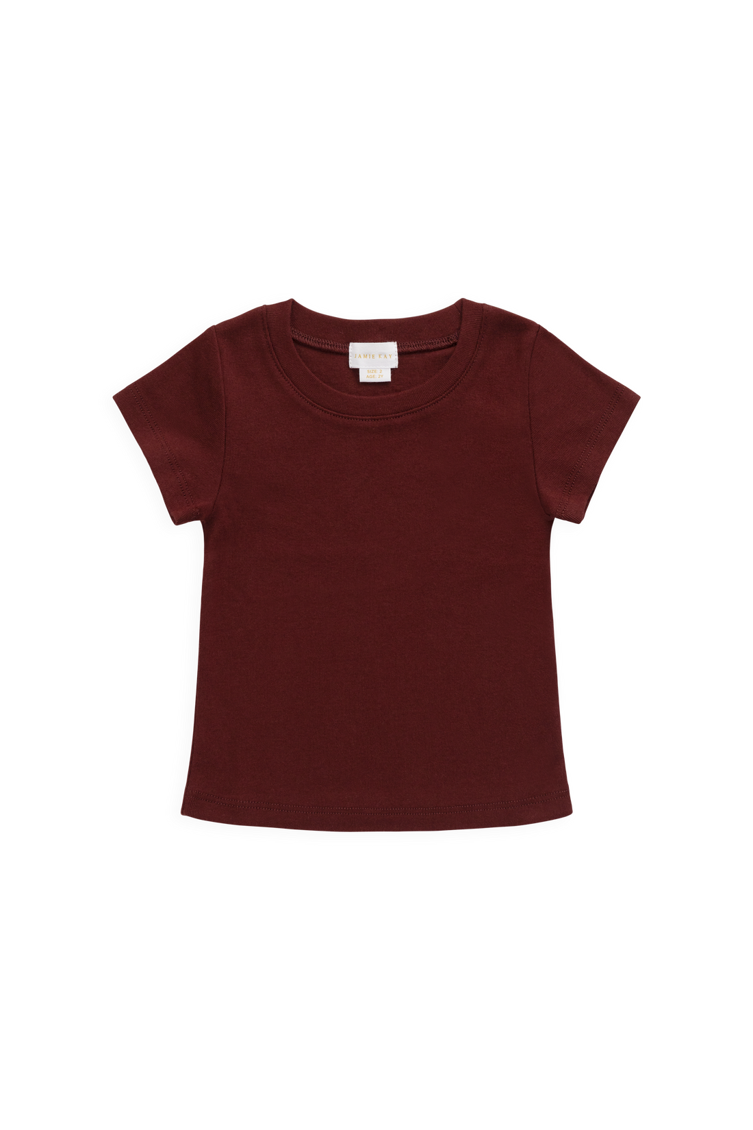 Organic Cotton Rib Helene Tee - Burgundy Childrens Top from Jamie Kay Australia