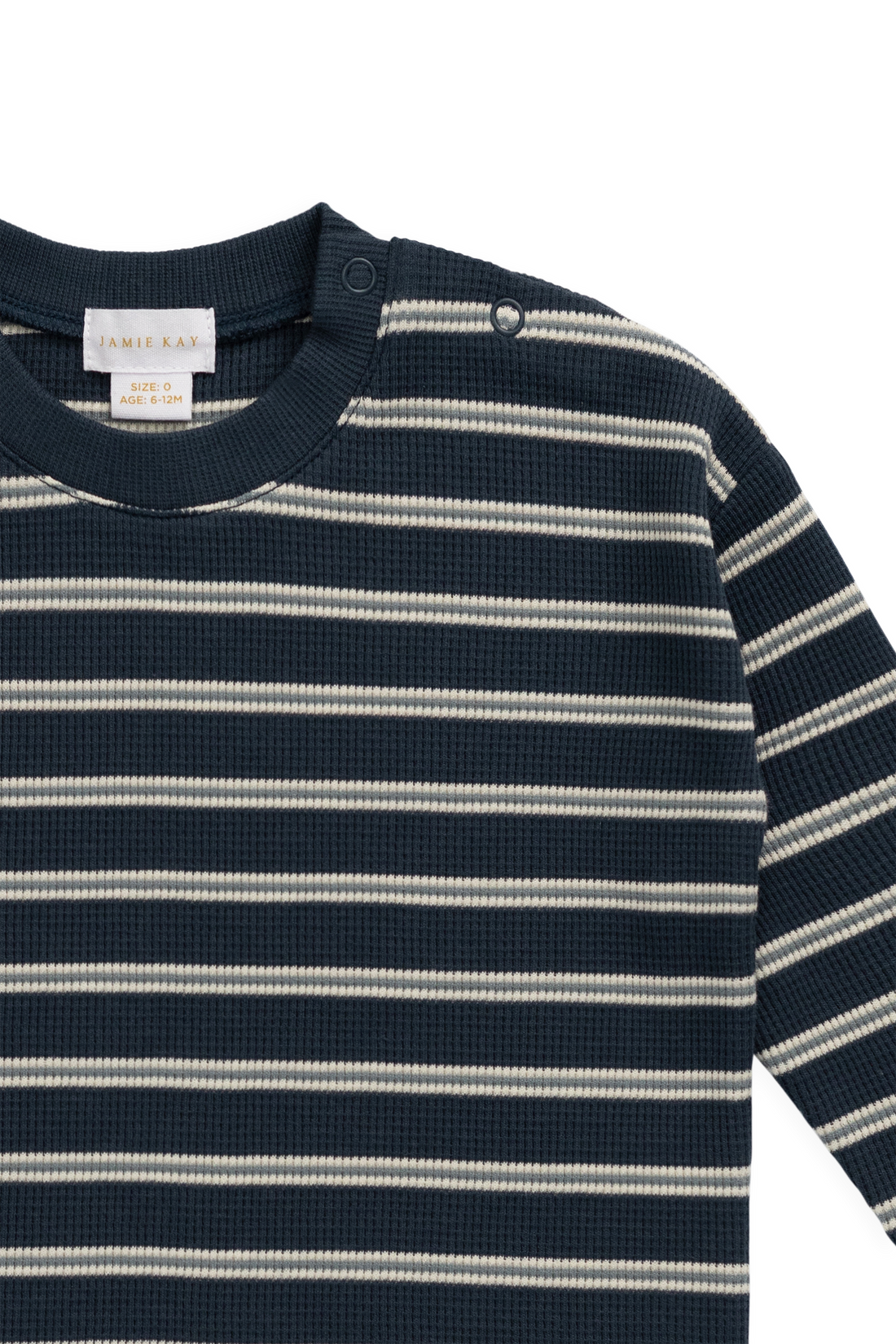 Organic Cotton Waffle Leith Long Sleeve Top - Dreamer Stripe Captain Childrens Top from Jamie Kay Australia