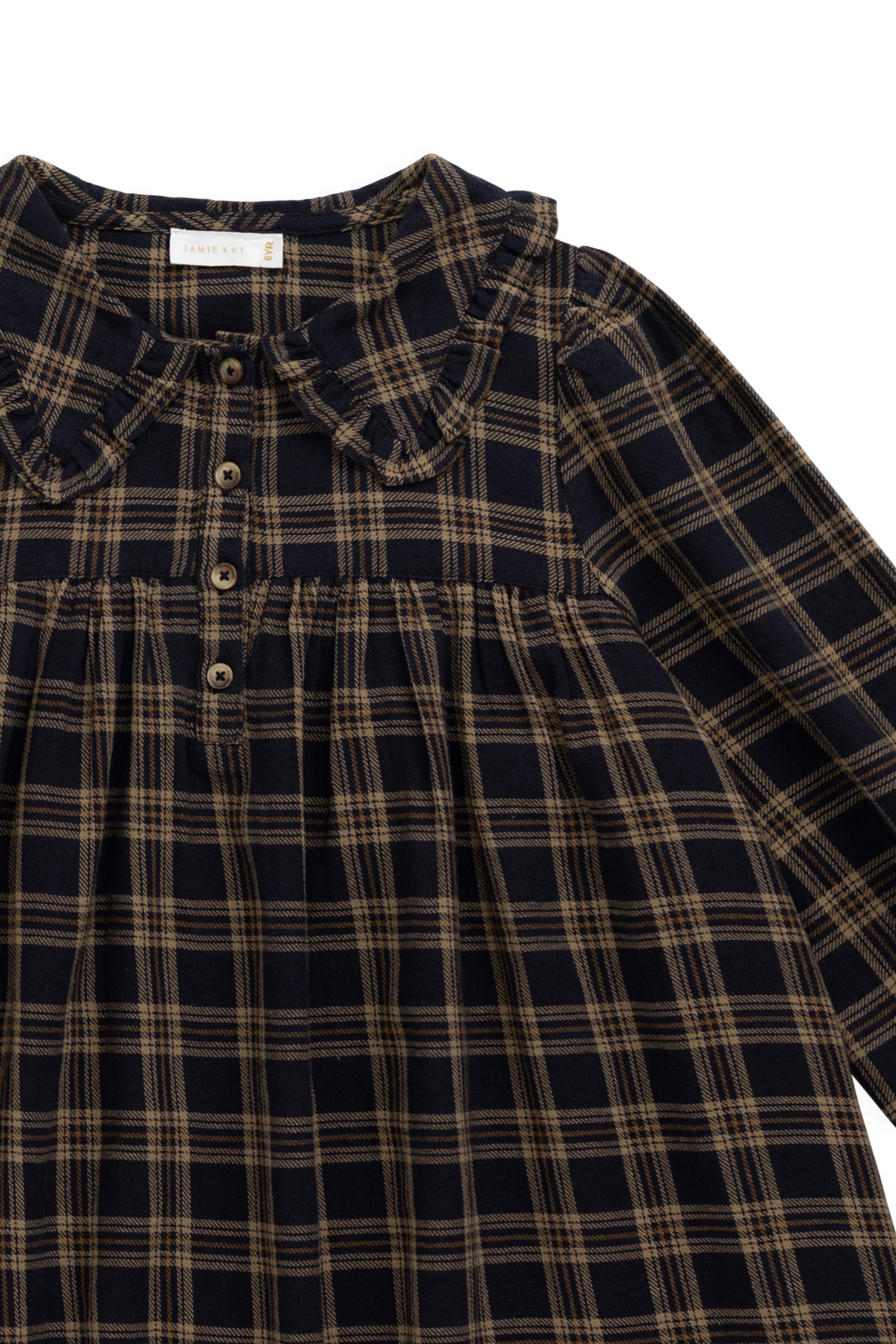 Organic Cotton Ira Dress - Woodland Check Childrens Dress from Jamie Kay Australia