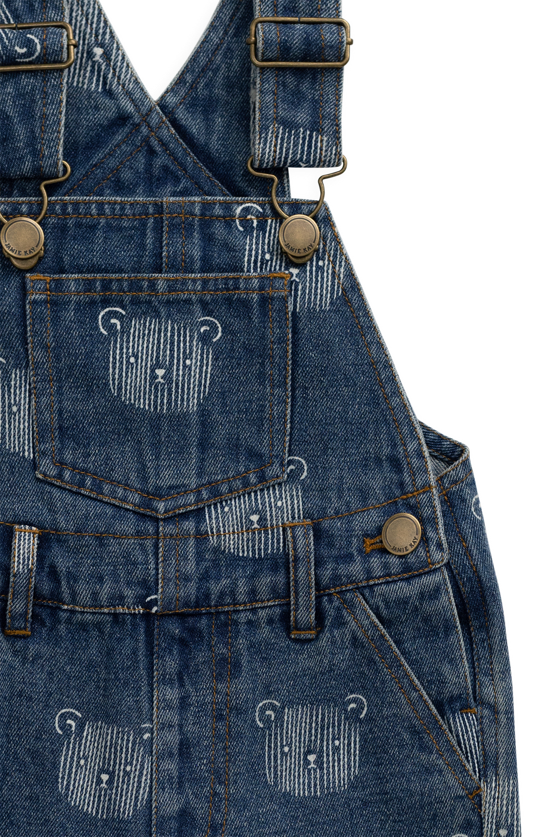 Fenix Short Overall - Teddy Face Denim Childrens Overall from Jamie Kay Australia