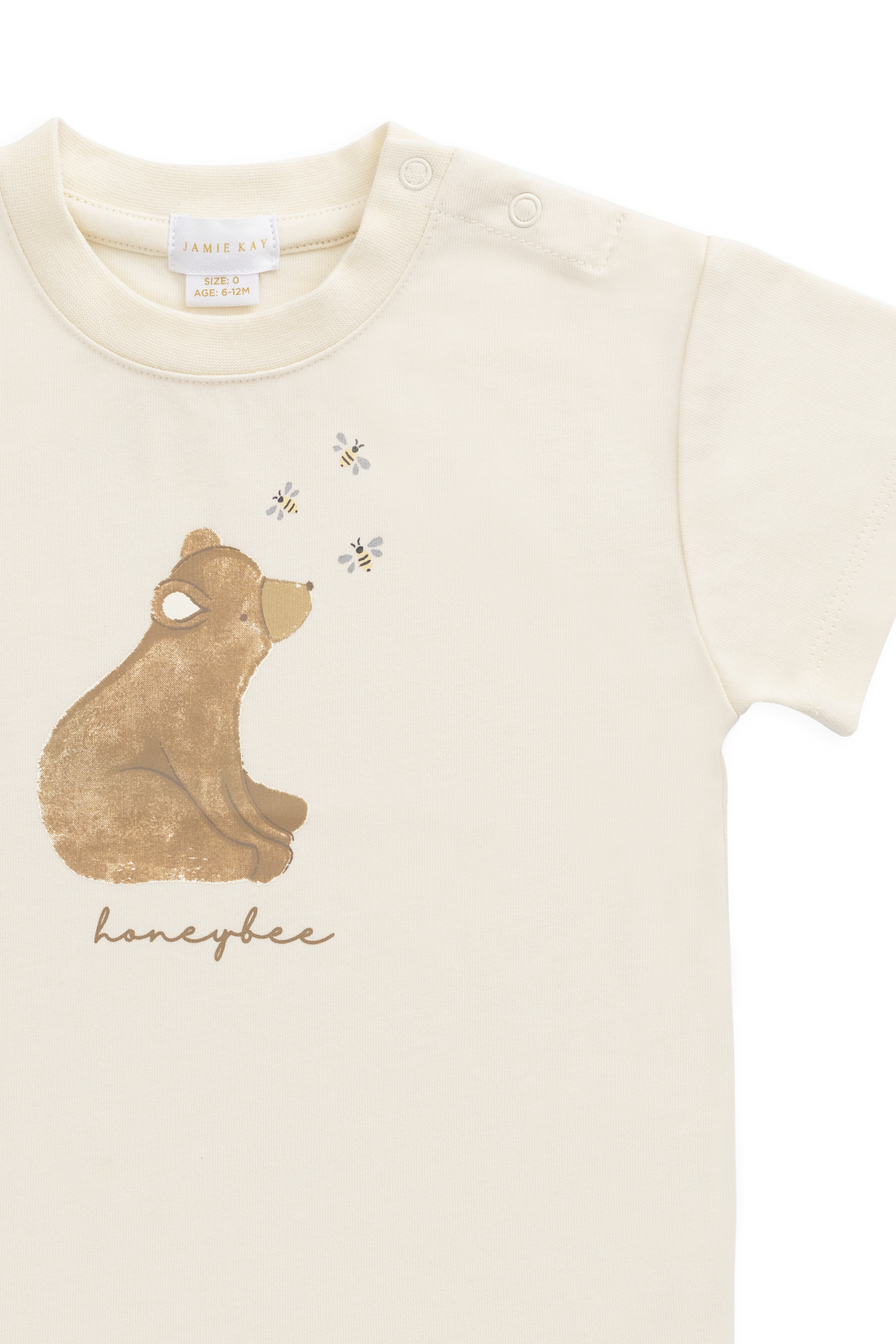 Organic Cotton Bjorn Tee - Cloud Honeybee Bear Childrens Top from Jamie Kay Australia