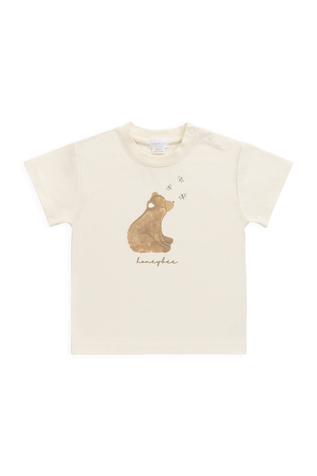 Organic Cotton Bjorn Tee - Cloud Honeybee Bear Childrens Top from Jamie Kay Australia