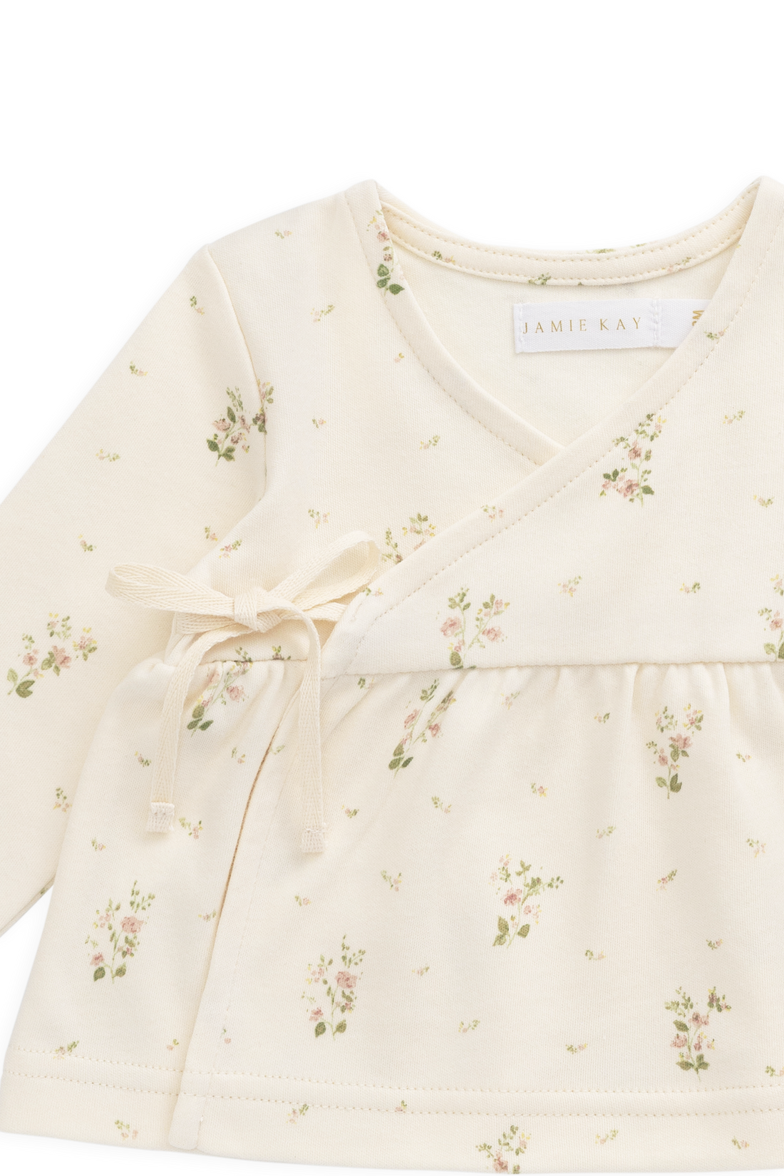 Organic Cotton Clemence Wrap Top - Josepha Egret Small Childrens Top from Jamie Kay Australia