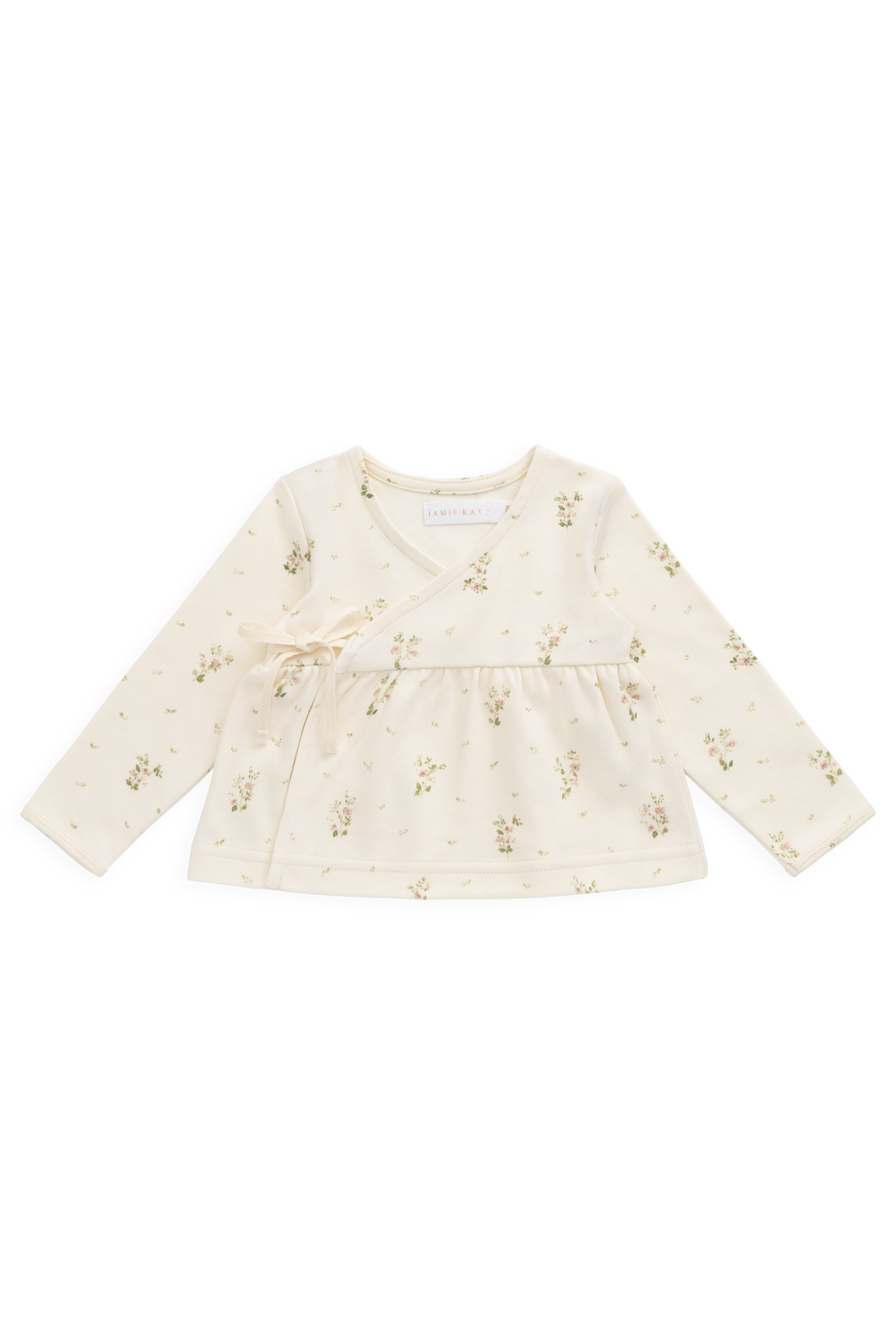 Organic Cotton Clemence Wrap Top - Josepha Egret Small Childrens Top from Jamie Kay Australia