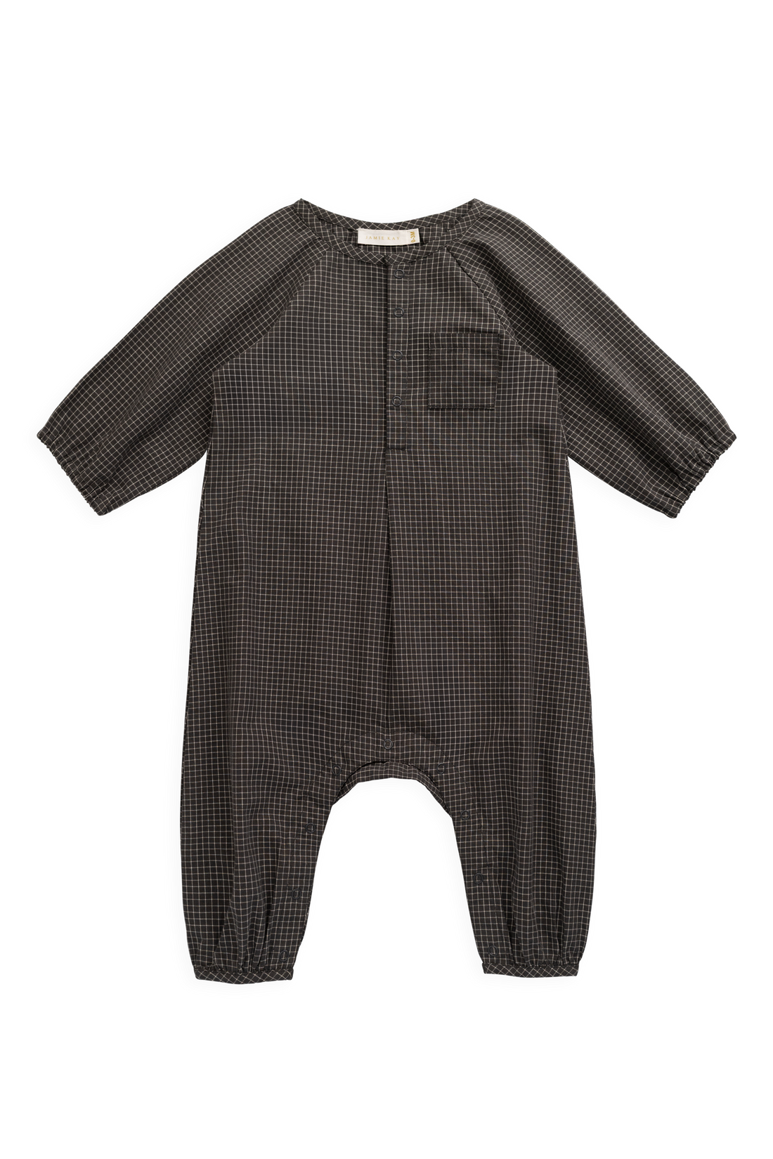Organic Cotton Milton Onepiece - Basalt Grid Childrens Onepiece from Jamie Kay Australia