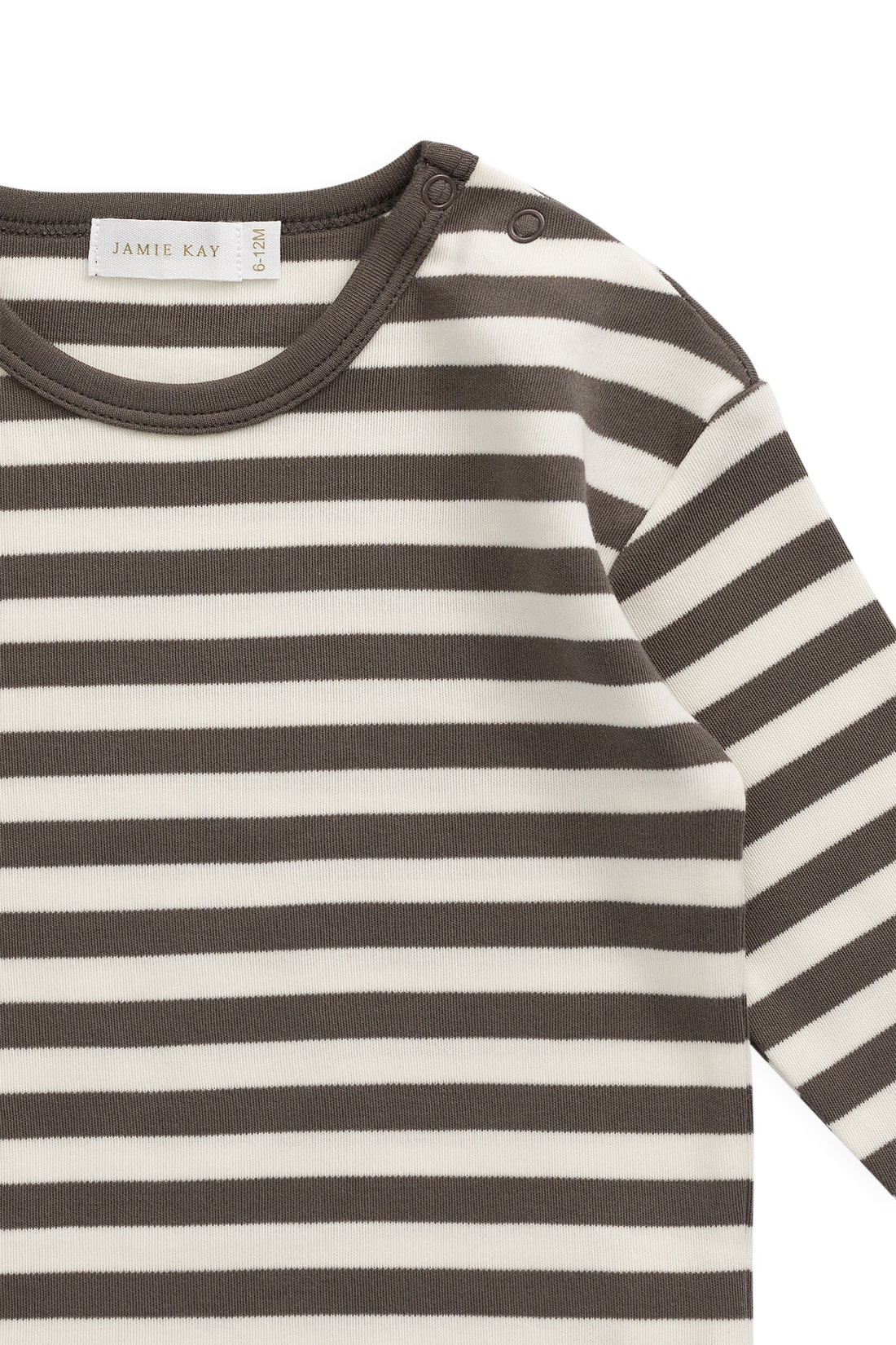 Pima Cotton Arnold Long Sleeve Top - Essential Stripe Raku/Cloud Childrens Top from Jamie Kay Australia