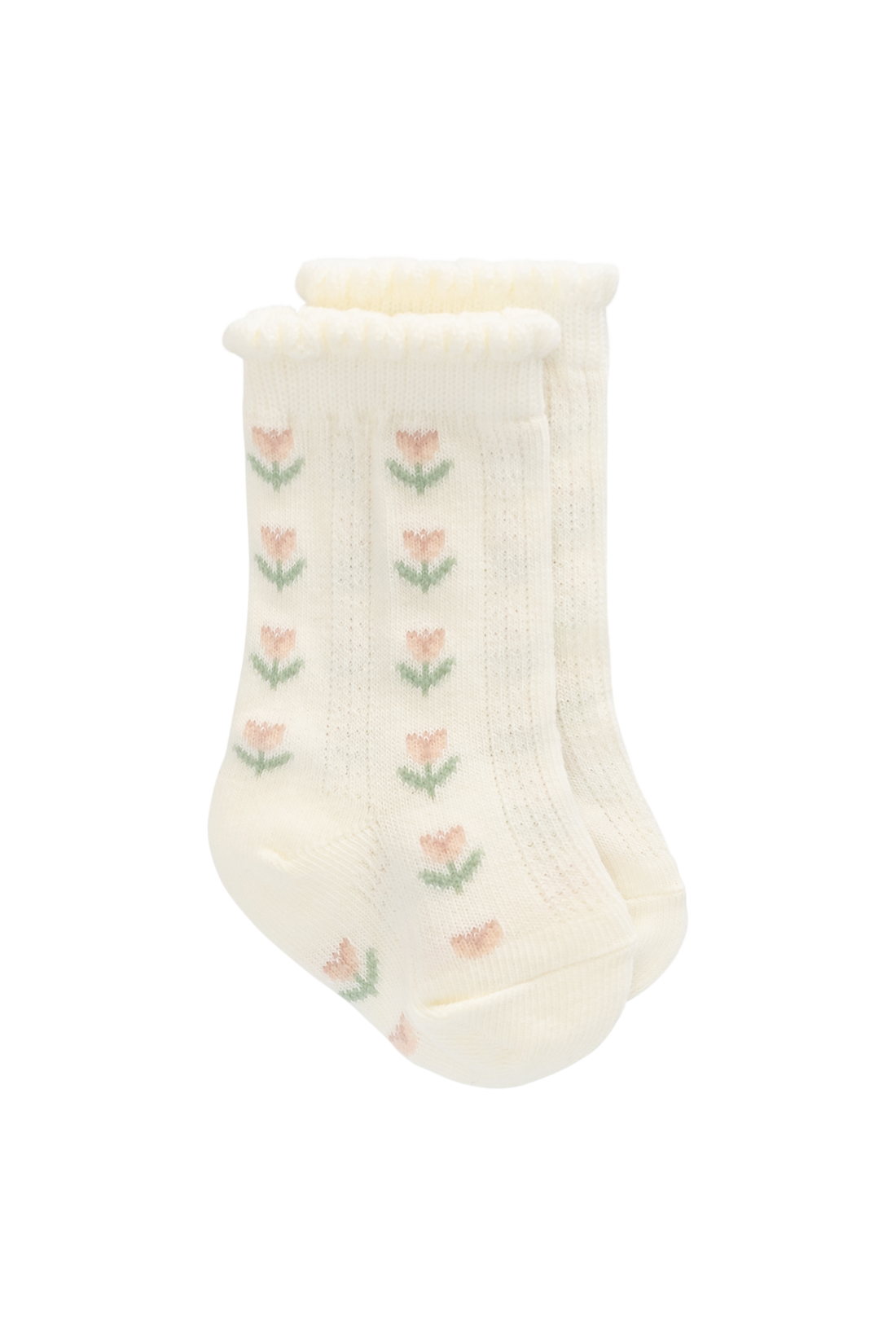 Ines Knee High Sock - Ines Floral Egret Childrens Sock from Jamie Kay Australia
