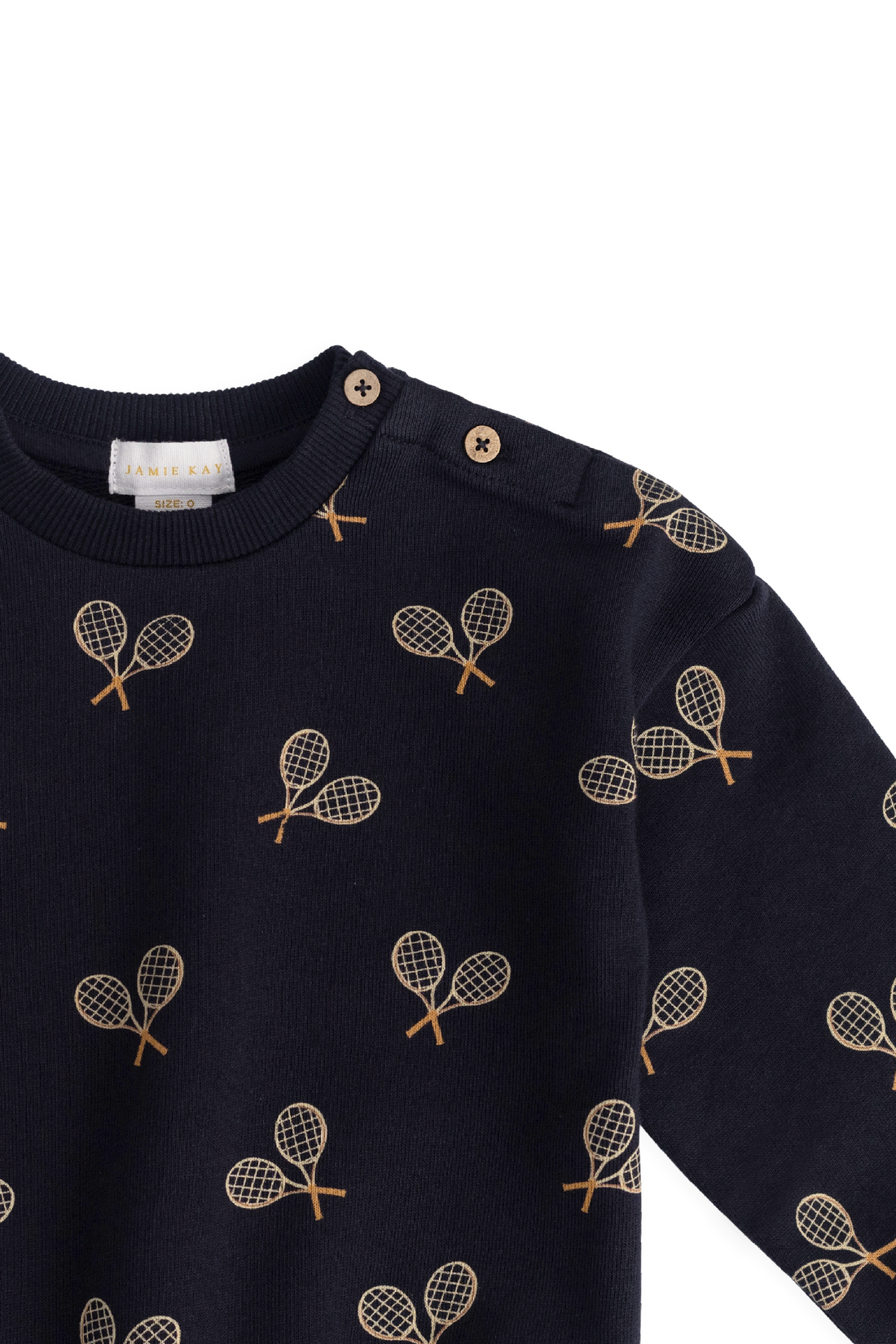 Organic Cotton Floyd Sweatshirt - Racquet Navy Childrens Sweatshirting from Jamie Kay Australia