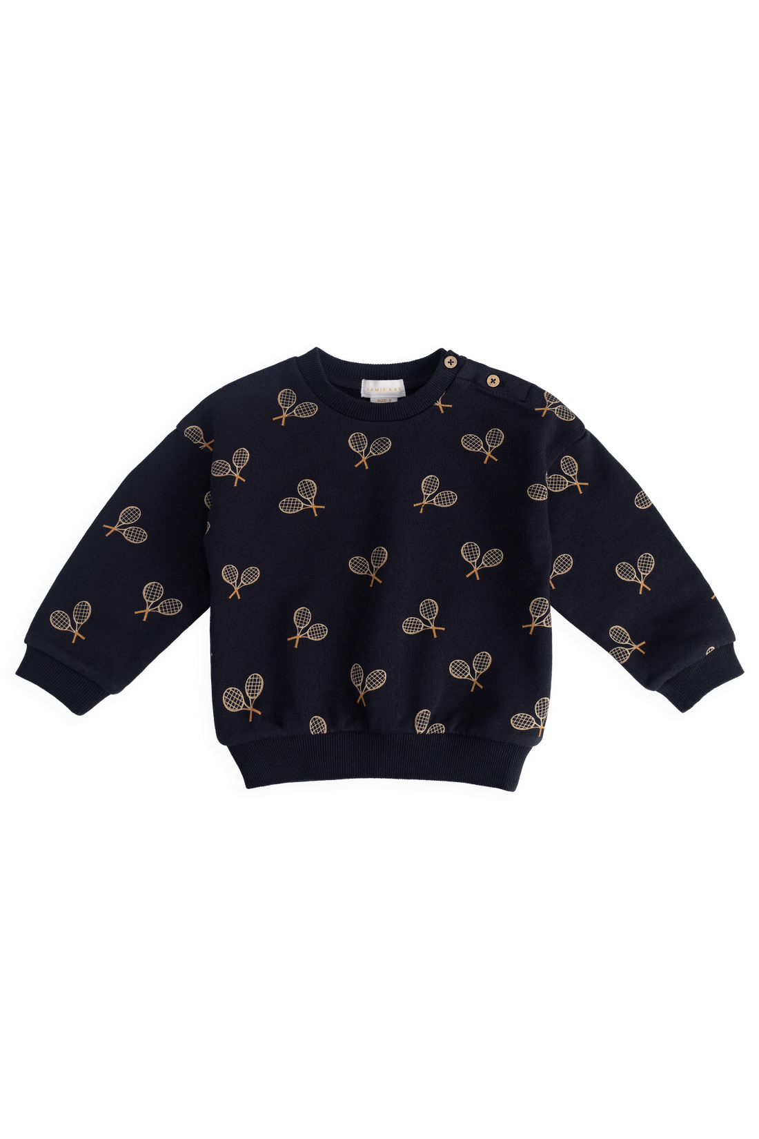 Organic Cotton Floyd Sweatshirt - Racquet Navy Childrens Sweatshirting from Jamie Kay Australia