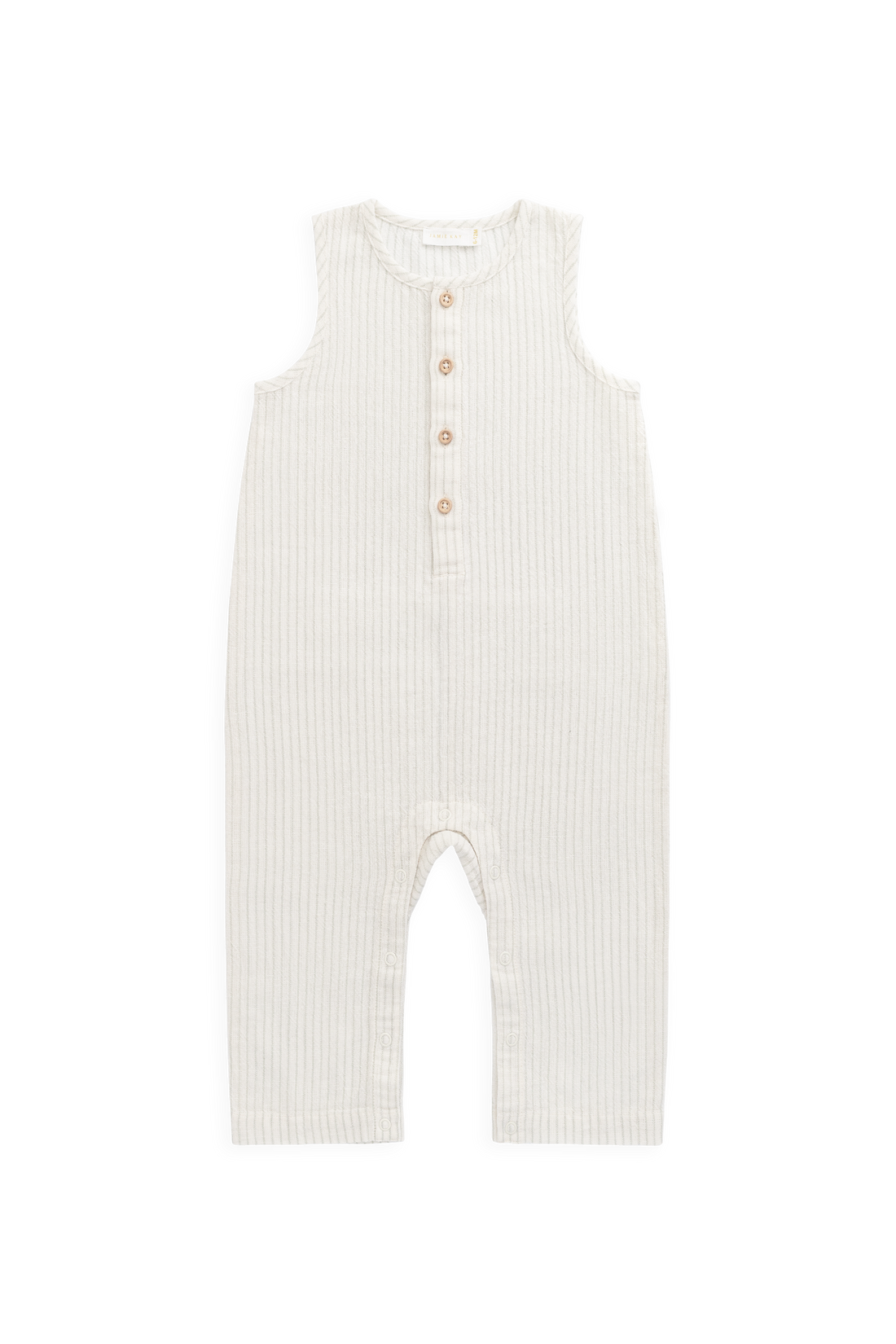 Organic Cotton Milo Jumpsuit - Mini Pinstripe Cloud / Duck Egg Blue Childrens Jumpsuit from Jamie Kay Australia