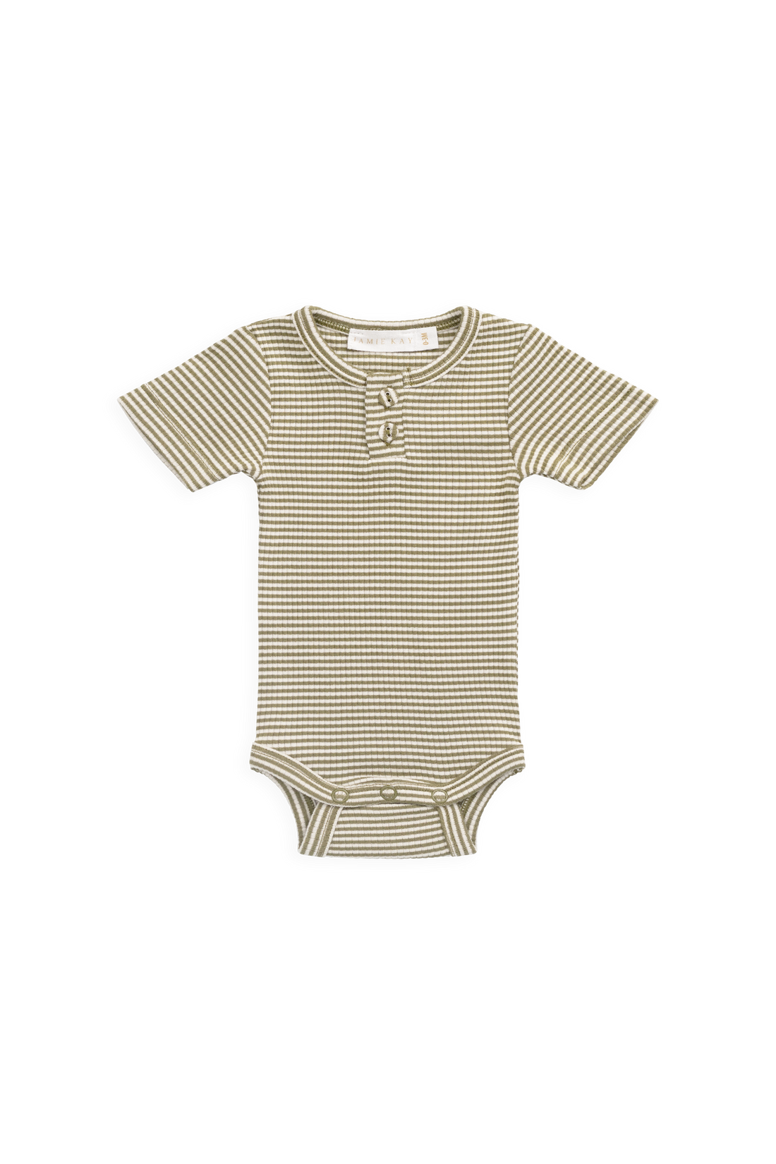 Organic Cotton Modal Darcy Rib Tee Bodysuit - Petite Stripe Avocado Oil / Cloud Childrens Bodysuit from Jamie Kay Australia