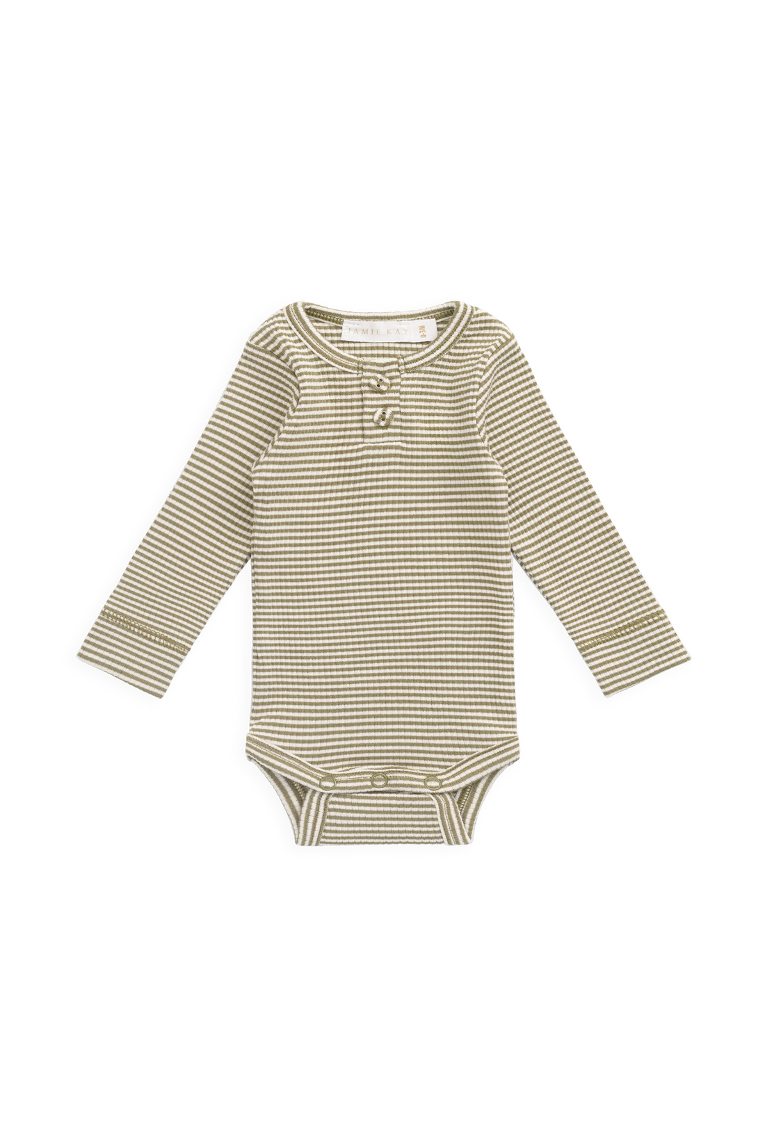 Organic Cotton Modal Long Sleeve Bodysuit - Petite Stripe Avocado Oil / Cloud Childrens Bodysuit from Jamie Kay Australia