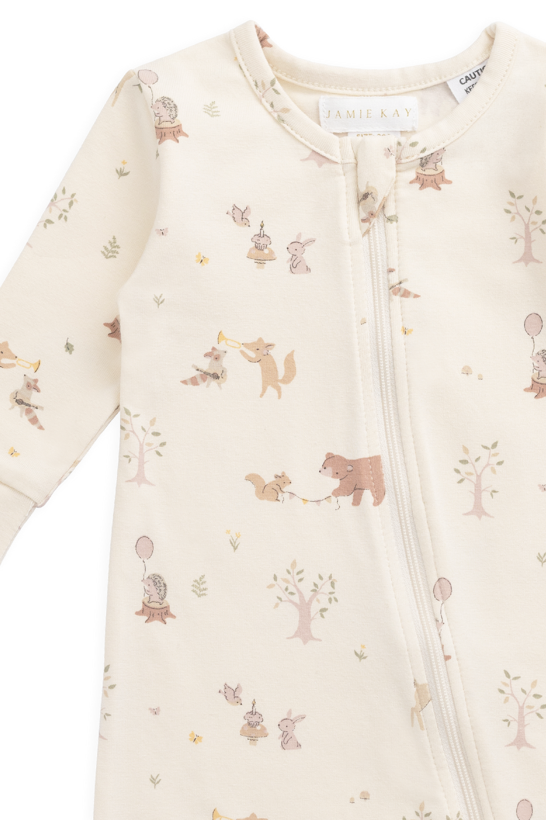 Organic Cotton Reese Zip Onepiece - Party Animals Childrens Onepiece from Jamie Kay Australia