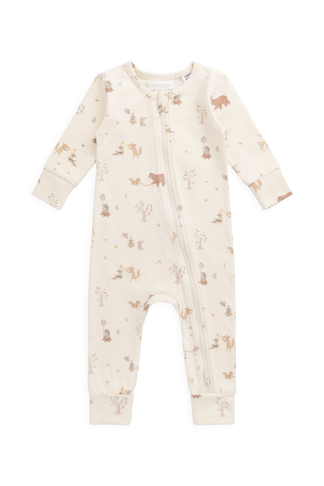 Organic Cotton Reese Zip Onepiece - Party Animals Childrens Onepiece from Jamie Kay Australia
