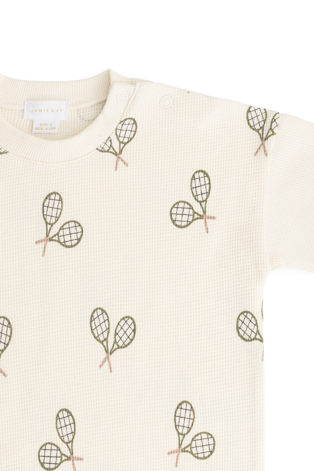 Organic Cotton Waffle Leith Tee - Racquet Tofu Childrens Top from Jamie Kay Australia