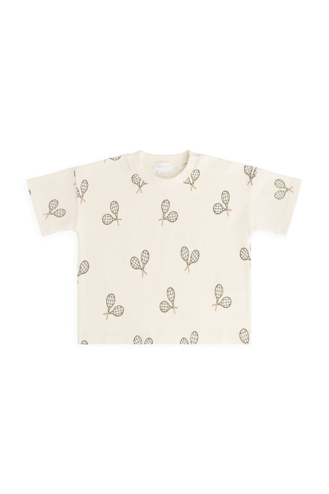 Organic Cotton Waffle Leith Tee - Racquet Tofu Childrens Top from Jamie Kay Australia