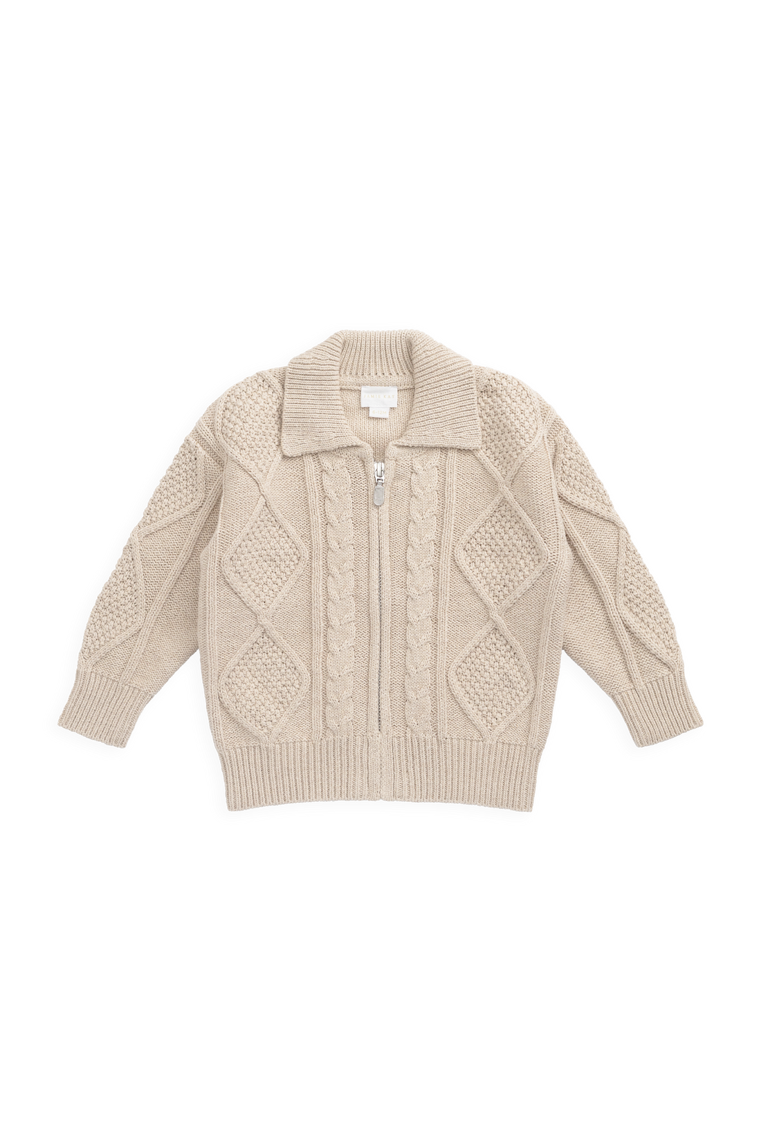 Simon Zip-Up Cardigan - Wheat Childrens Cardigan from Jamie Kay Australia