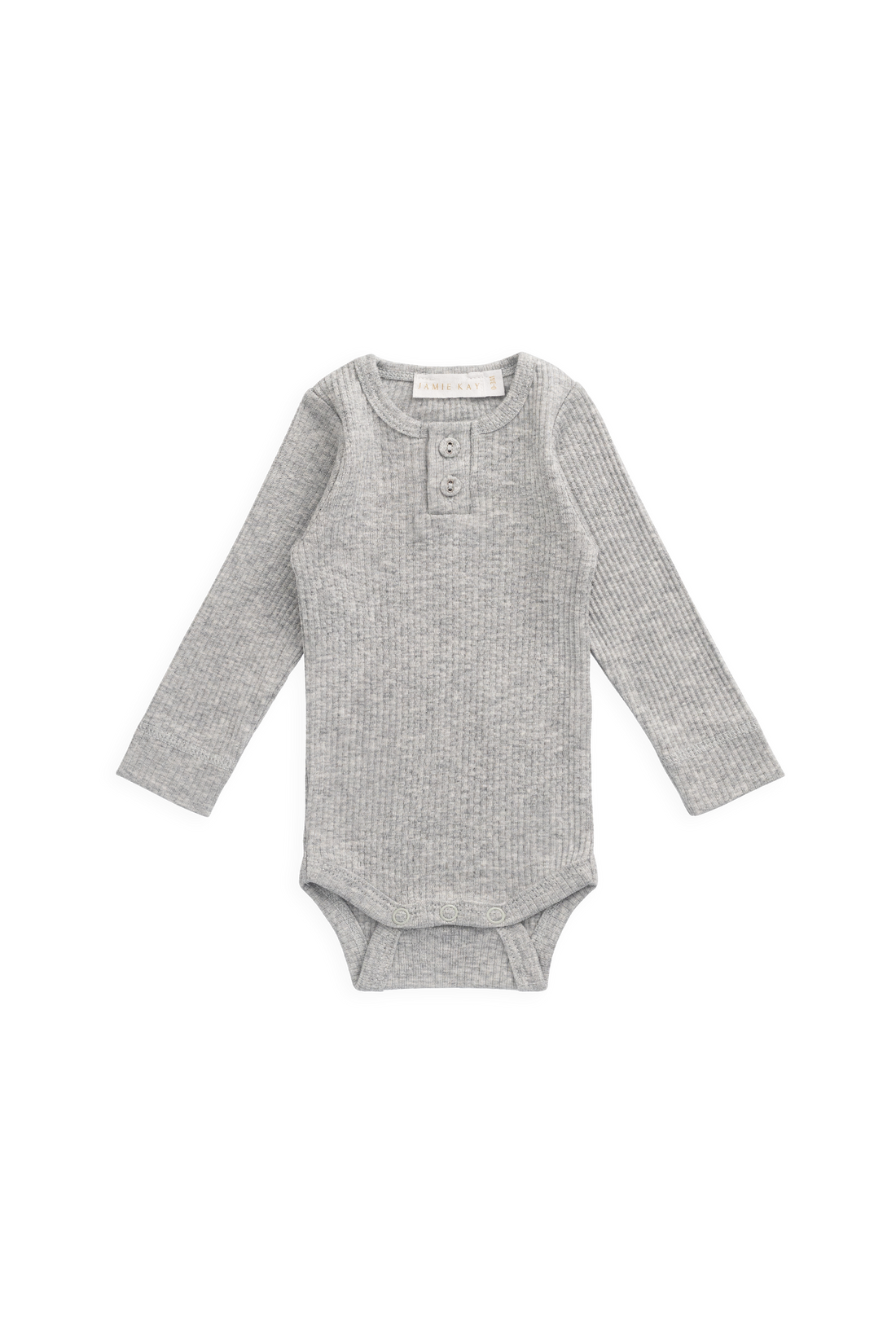 Organic Cotton Modal Long Sleeve Bodysuit - Light Grey Marle Childrens Bodysuit from Jamie Kay Australia