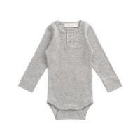 Organic Cotton Modal Long Sleeve Bodysuit - Light Grey Marle Childrens Bodysuit from Jamie Kay Australia