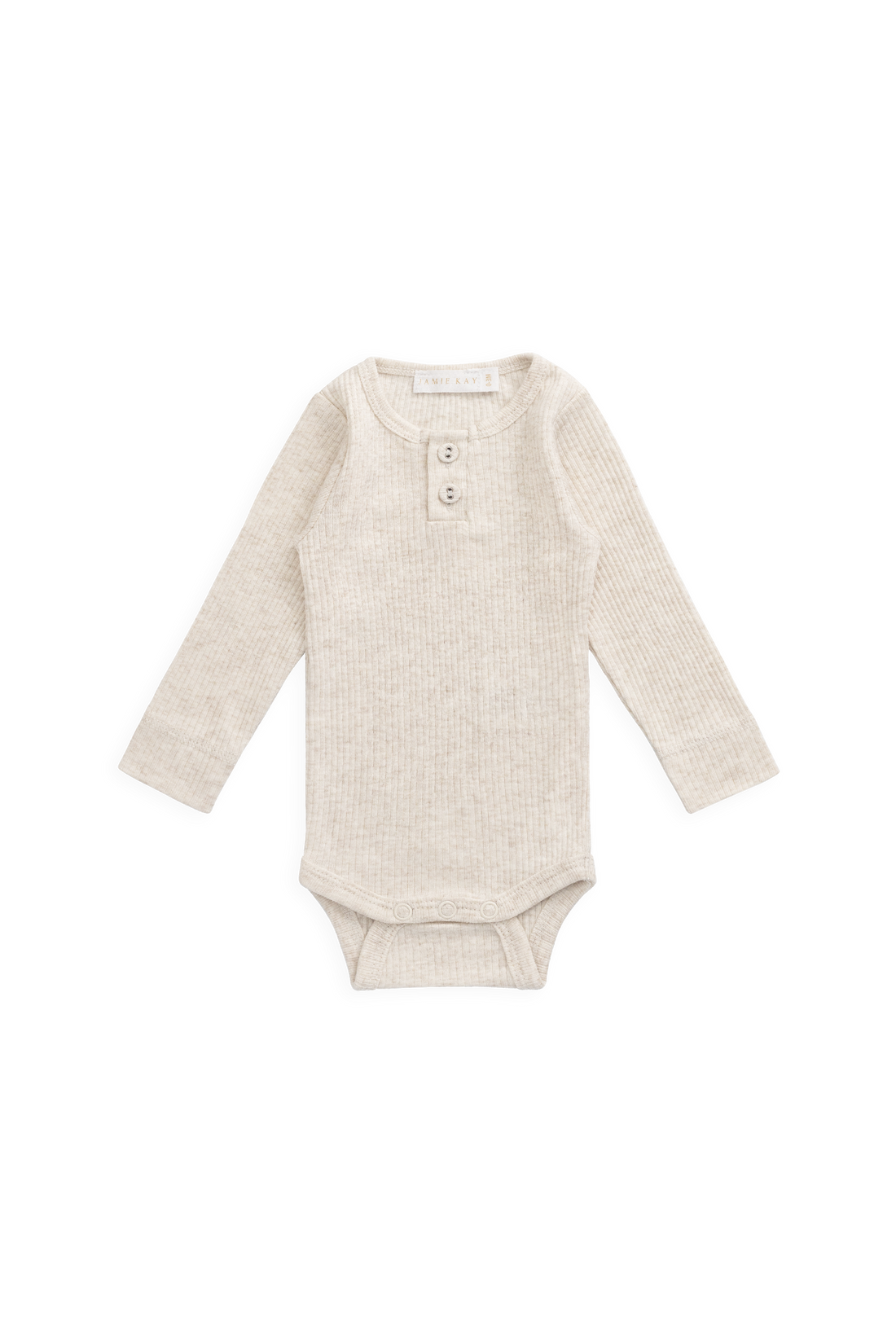 Organic Cotton Modal Long Sleeve Bodysuit - Oatmeal Marle Childrens Bodysuit from Jamie Kay Australia