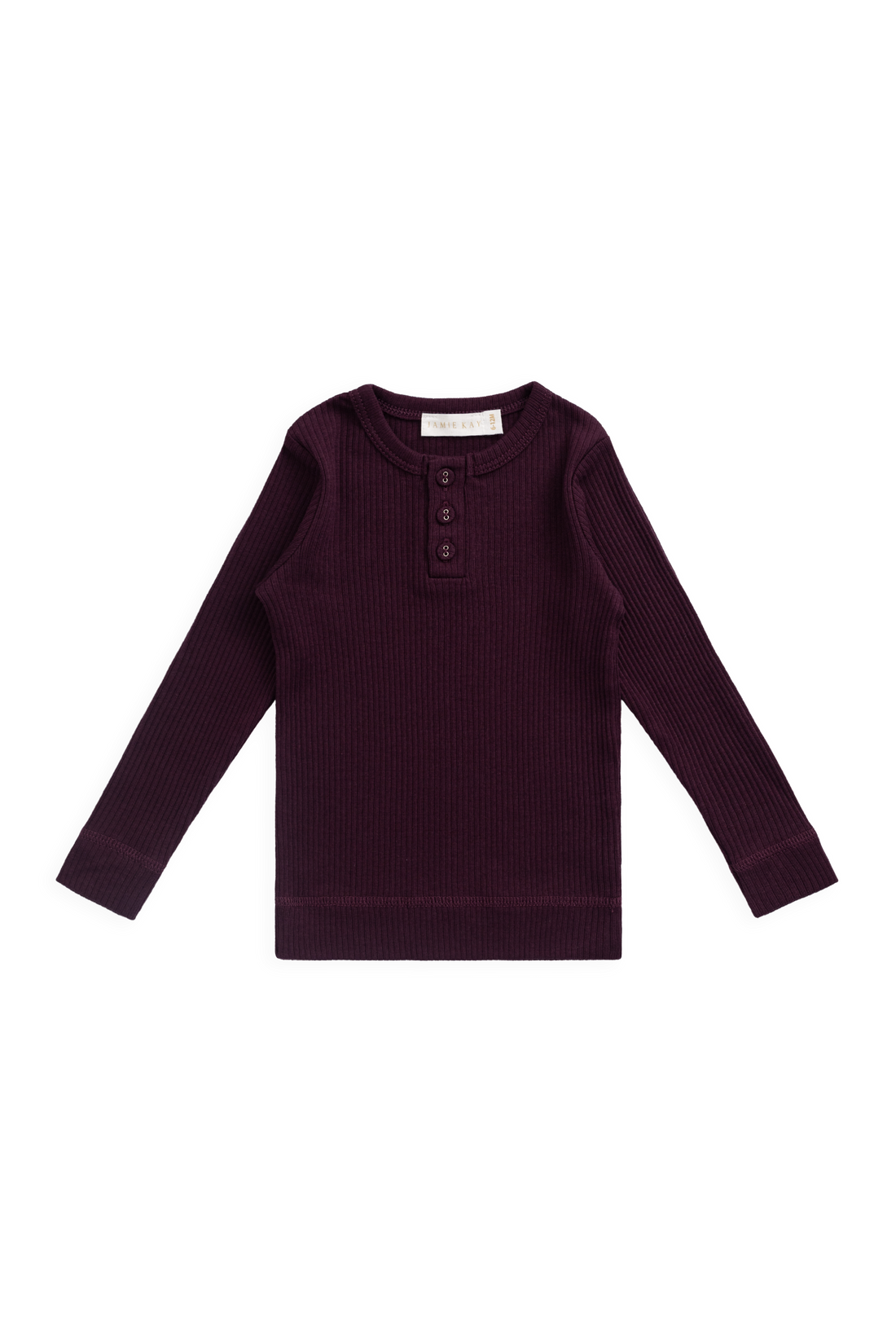 Organic Cotton Modal Long Sleeve Henley - Fig Childrens Top from Jamie Kay Australia