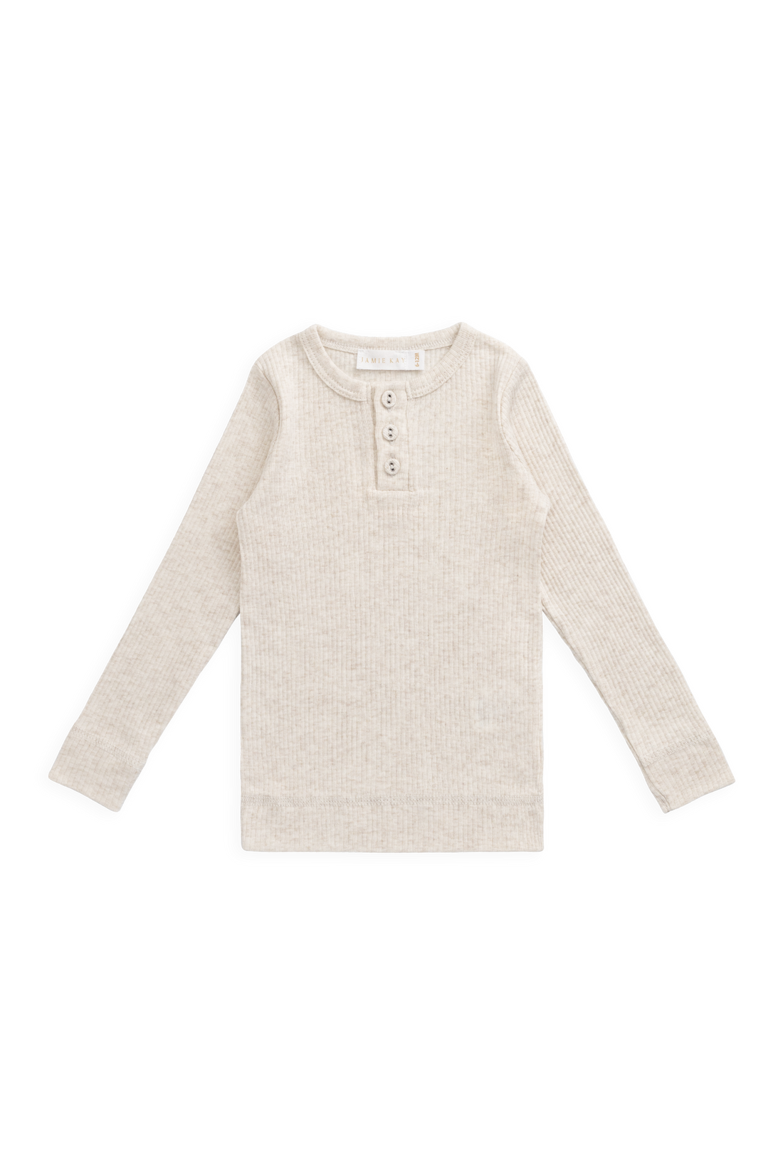 Organic Cotton Modal Long Sleeve Henley - Oatmeal Marle Childrens Top from Jamie Kay Australia
