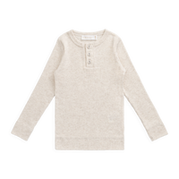Organic Cotton Modal Long Sleeve Henley - Oatmeal Marle Childrens Top from Jamie Kay Australia