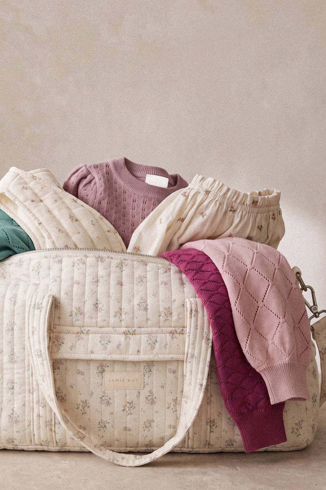 Adelaide Quilted Overnight Bag - Justine Orchid Childrens Bag from Jamie Kay Australia