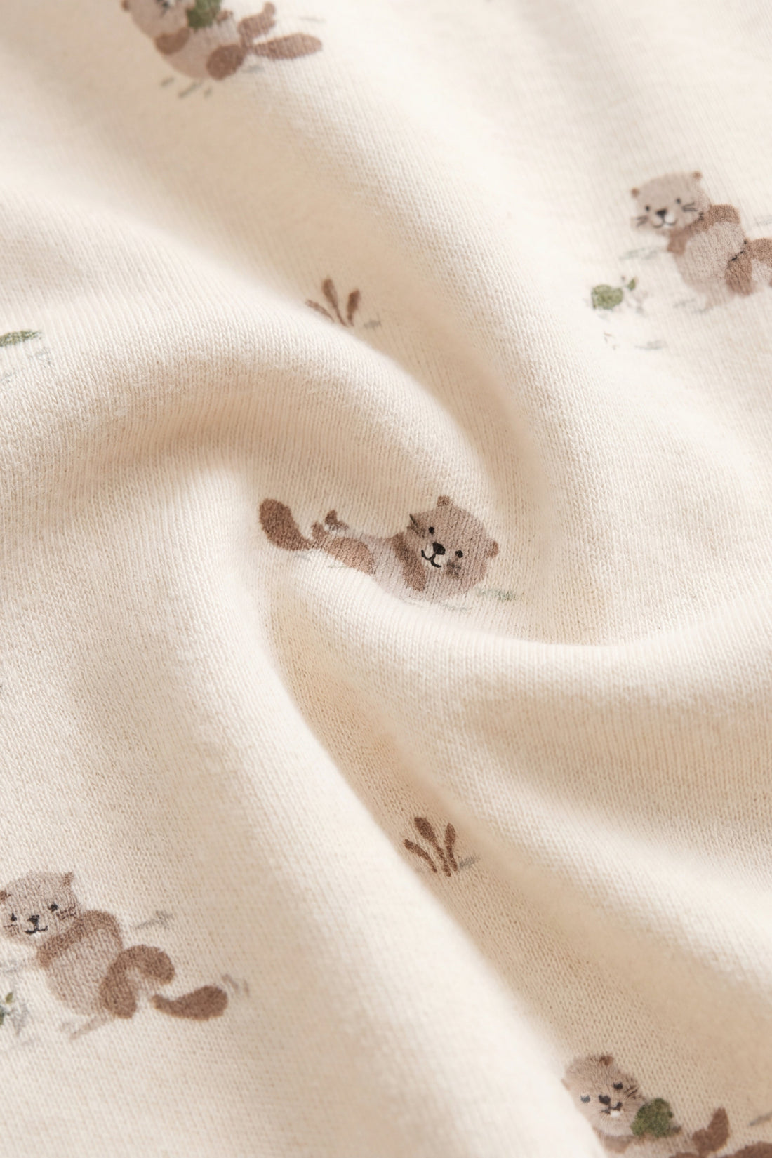Organic Cotton Reese Zip Onepiece - Otter Buddies Tofu Childrens Onepiece from Jamie Kay Australia