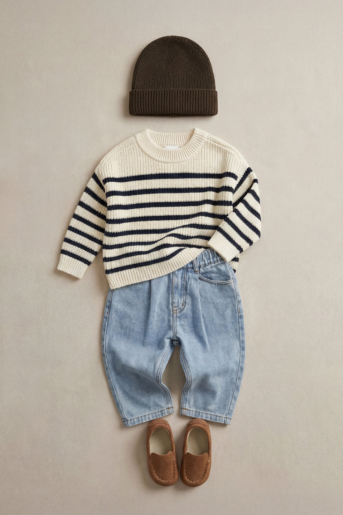 Lawrence Knit Jumper - Lawrence Stripe Cloud/Eclipse Childrens Jumper from Jamie Kay Australia