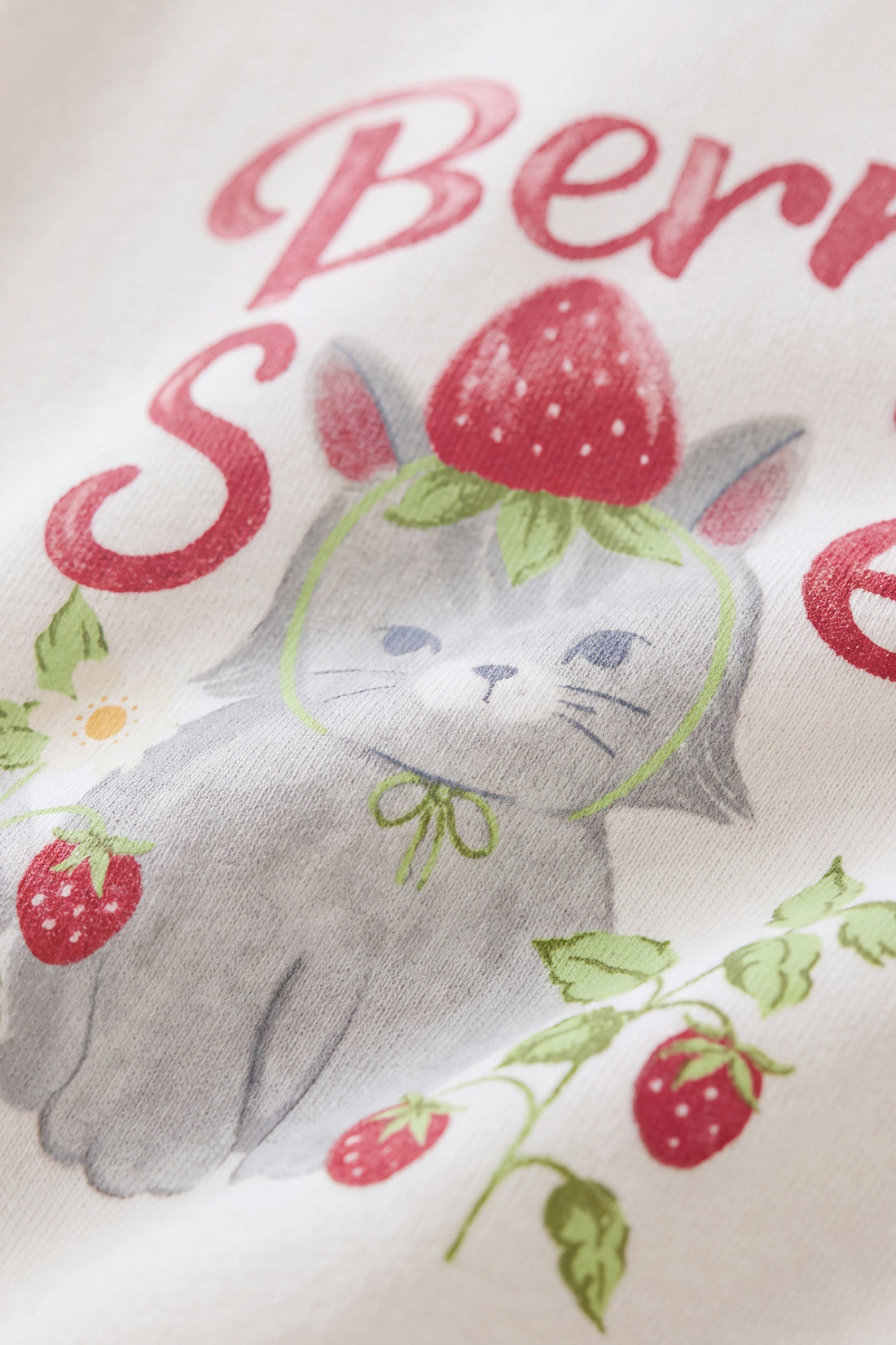 Organic Cotton Rhea Sweatshirt - Berry Cat Egret Childrens Sweatshirt from Jamie Kay Australia