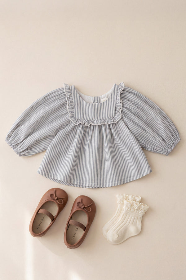 Organic Cotton Hartlen Blouse - Harbour Stripe Childrens Top from Jamie Kay Australia