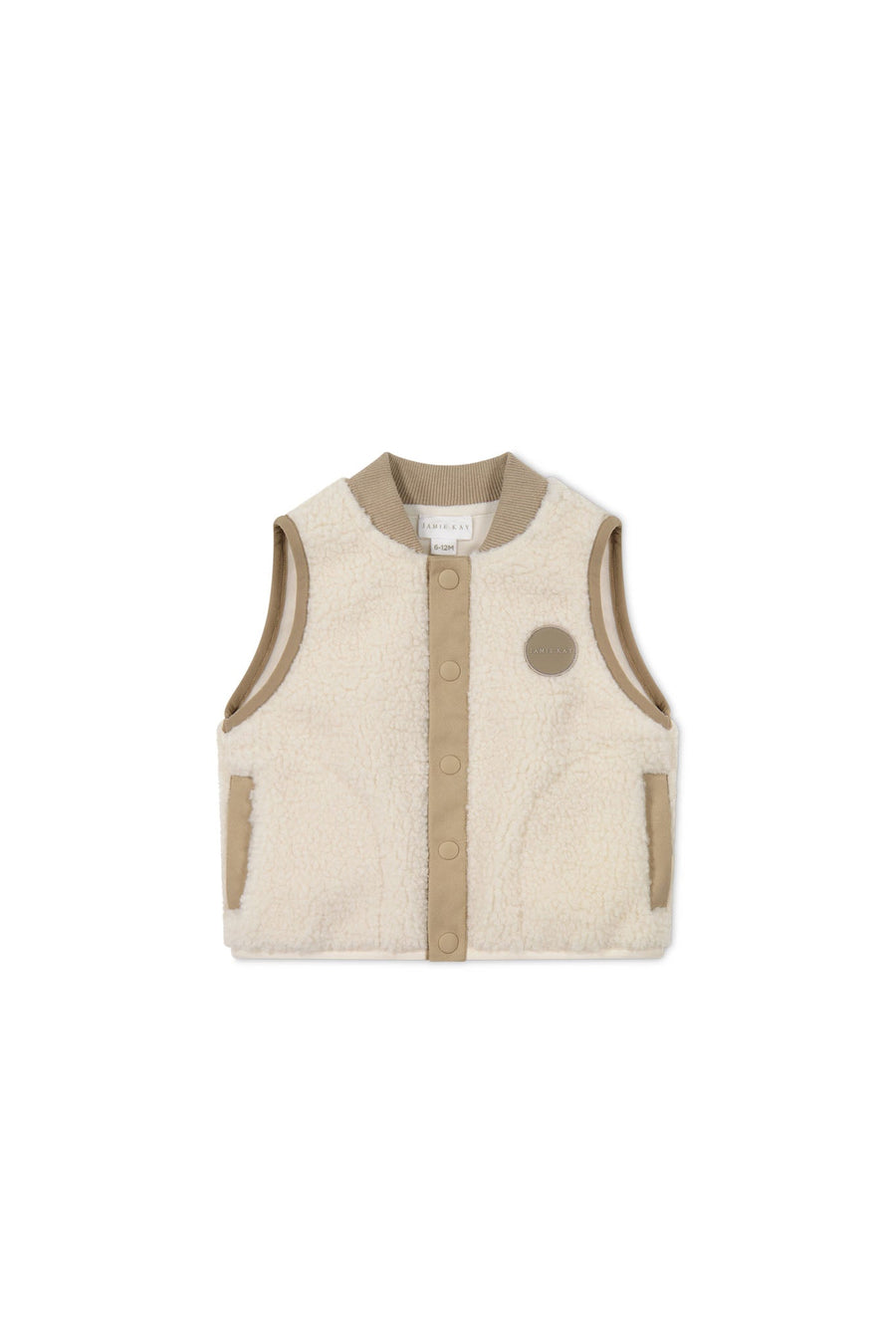 Jody Sherpa Vest - Natural/Cashew Childrens Vest from Jamie Kay Australia