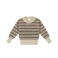 Leon Jumper - Harvest Stripe Brownie/Biscuit Childrens Jumper from Jamie Kay Australia