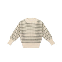 Leon Jumper - Harvest Stripe Moss/Cassava Childrens Jumper from Jamie Kay Australia