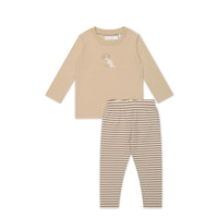 Long Sleeve Pyjama Set - Cashew/Narrow Stripe Sepia Childrens Pyjama from Jamie Kay Australia