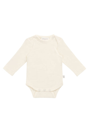 Merino Long Sleeve Envelope Bodysuit - Cloud Childrens Bodysuit from Jamie Kay Australia