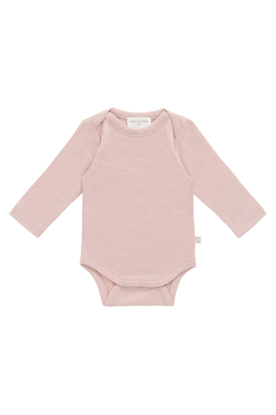 Merino Long Sleeve Envelope Bodysuit - Cloud Pink Childrens Bodysuit from Jamie Kay Australia