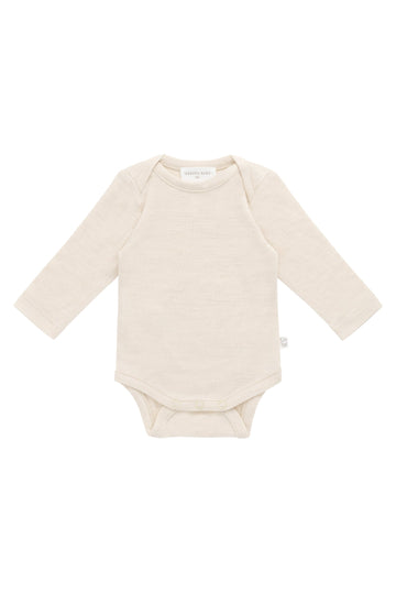 Merino Long Sleeve Envelope Bodysuit - Natural Childrens Bodysuit from Jamie Kay Australia