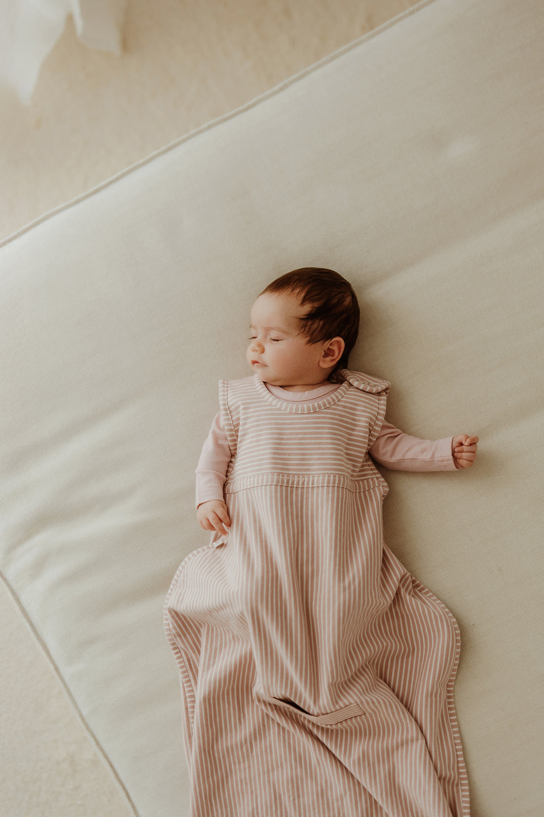 Merino Kids Go Go Bag - All Seasons - Misty Rose Stripe Childrens Sleeping Bag from Jamie Kay Australia