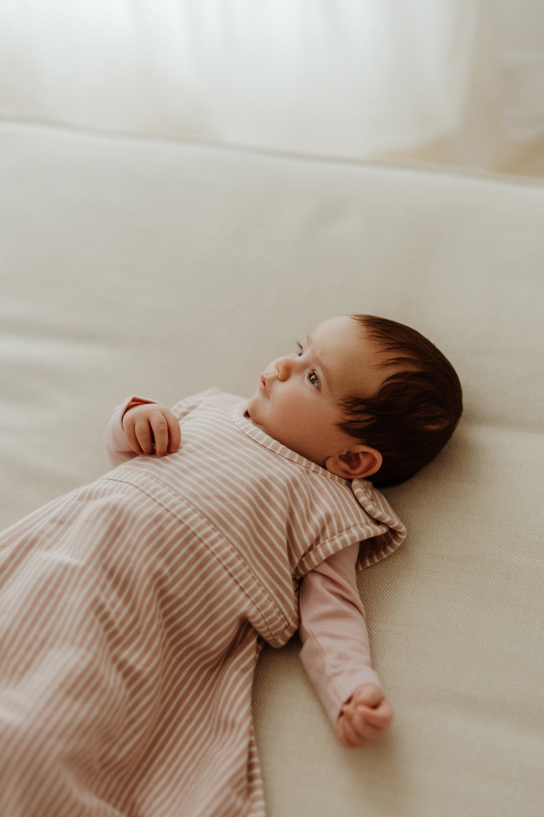 Merino Kids Go Go Bag - All Seasons - Misty Rose Stripe Childrens Sleeping Bag from Jamie Kay Australia