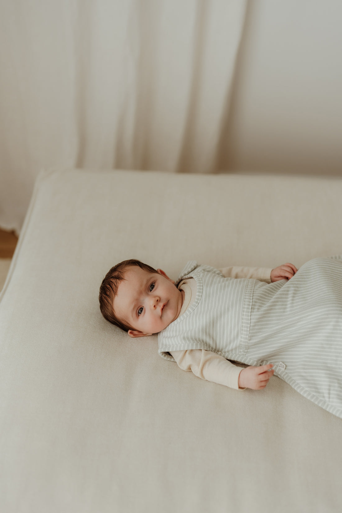 Merino Kids Go Go Bag - All Seasons - Turtle Dove Stripe Childrens Sleeping Bag from Jamie Kay Australia