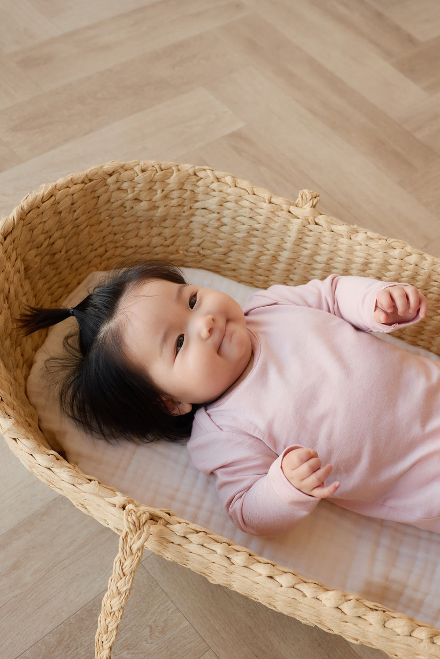 Merino Long Sleeve Envelope Bodysuit - Cloud Pink Childrens Bodysuit from Jamie Kay Australia