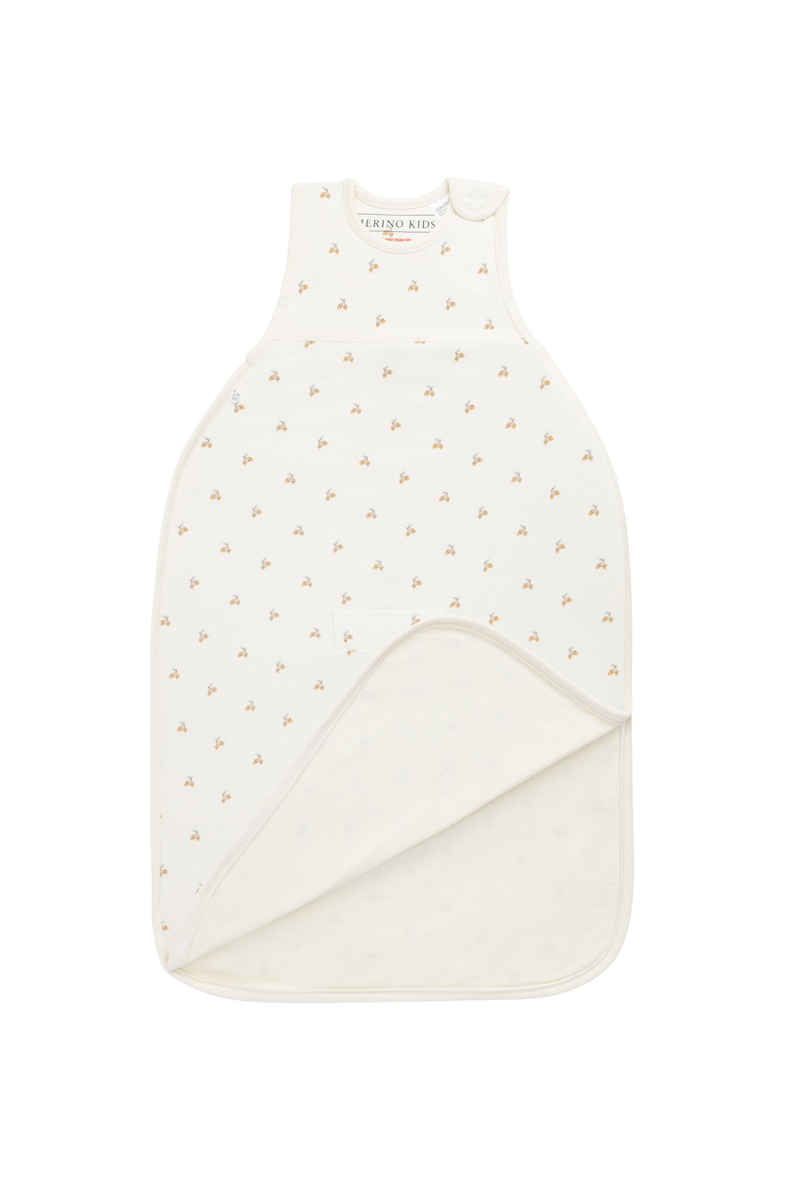 Merino Kids Go Go Bag All Seasons - Woodland Acorns White Childrens Sleeping Bag from Jamie Kay Australia