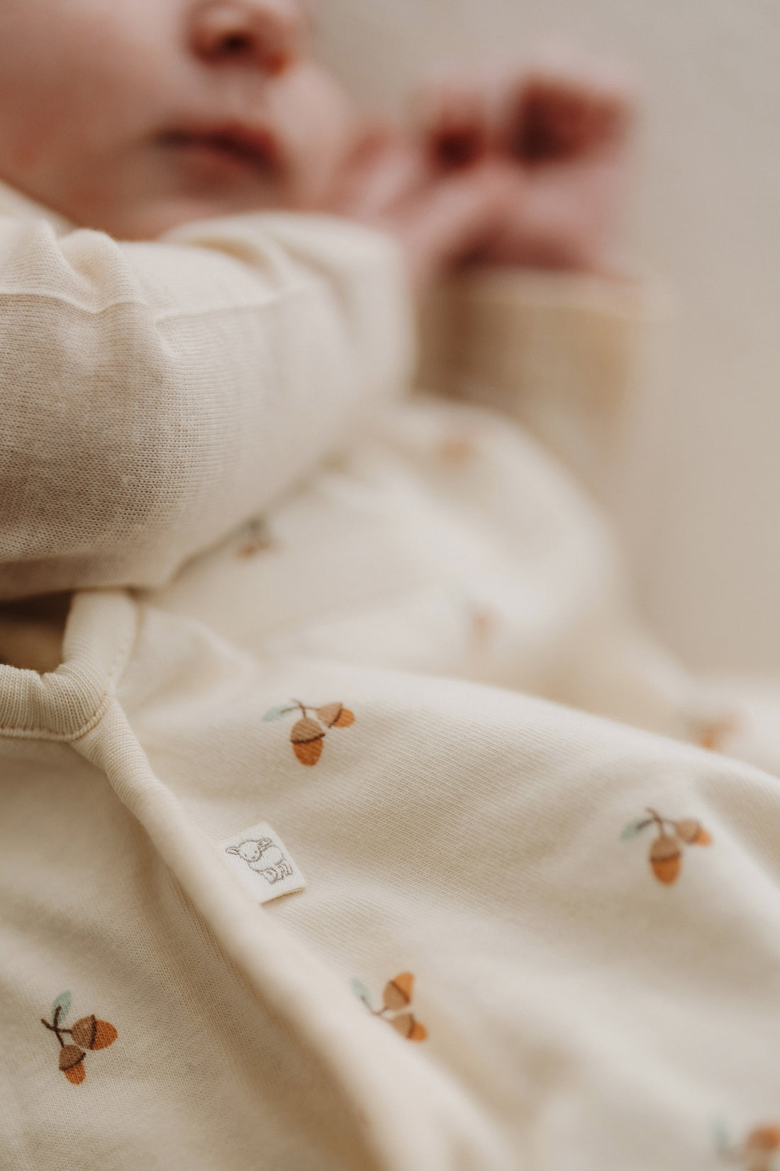Merino Kids Go Go Bag All Seasons - Woodland Acorns White Childrens Sleeping Bag from Jamie Kay Australia