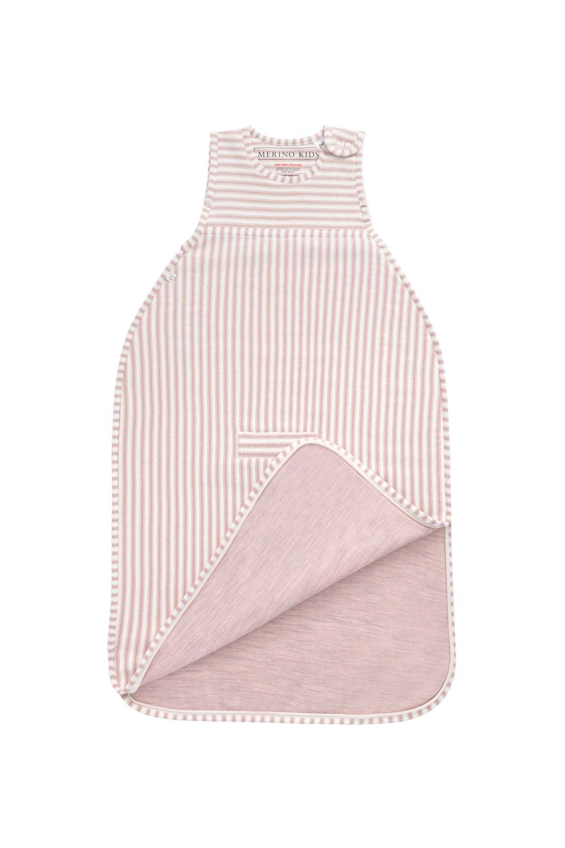 Merino Kids Go Go Bag - Duvet - Variegated Stripe Mauve Childrens Sleeping Bag from Jamie Kay Australia