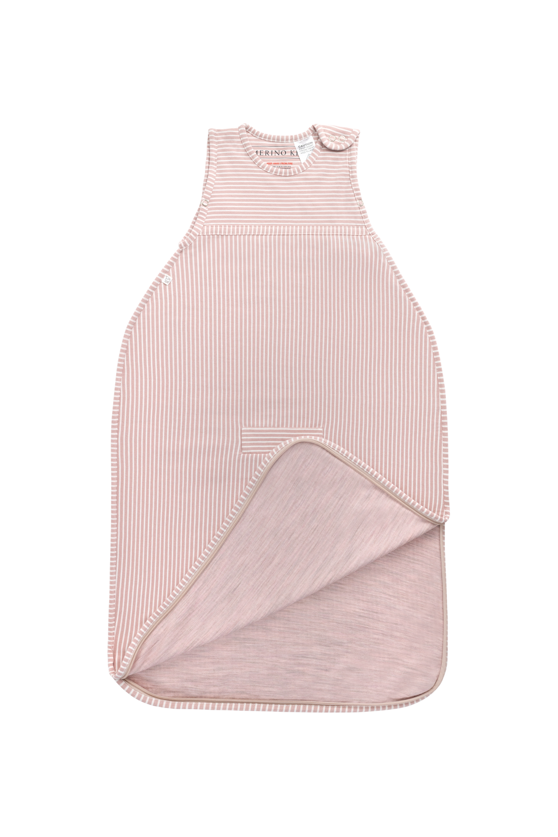 Merino Kids Go Go Bag - All Seasons - Misty Rose Stripe Childrens Sleeping Bag from Jamie Kay Australia