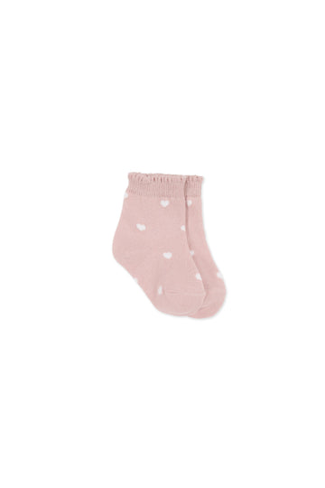 Mirabel Sock - Petite Heart Rose Smoke Childrens Sock from Jamie Kay Australia